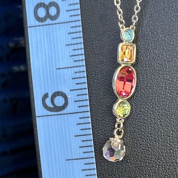Rainbow Drop Swarovski Crystal Necklace - Picture 3 of 9
